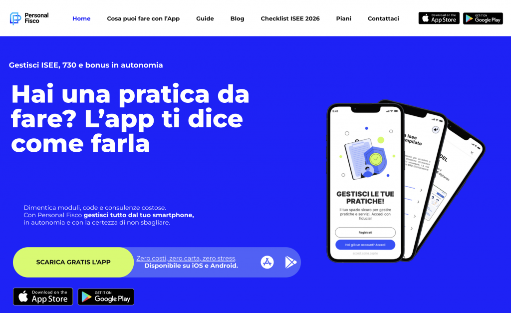App Personal Fisco: gestisci ISEE, bonus e pratiche familiari in autonomia